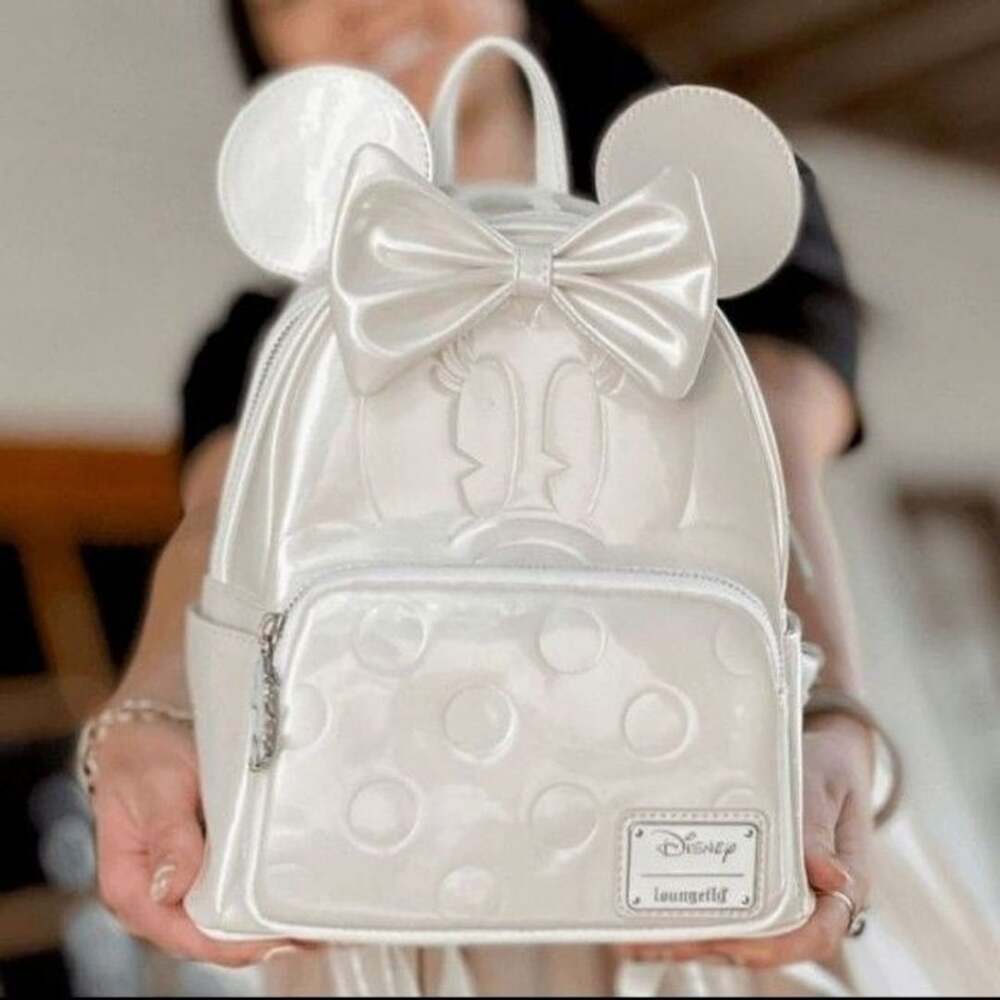 Loungefly Disney Minnie Mouse Wedding Pearl Irridescent Mini Backpack